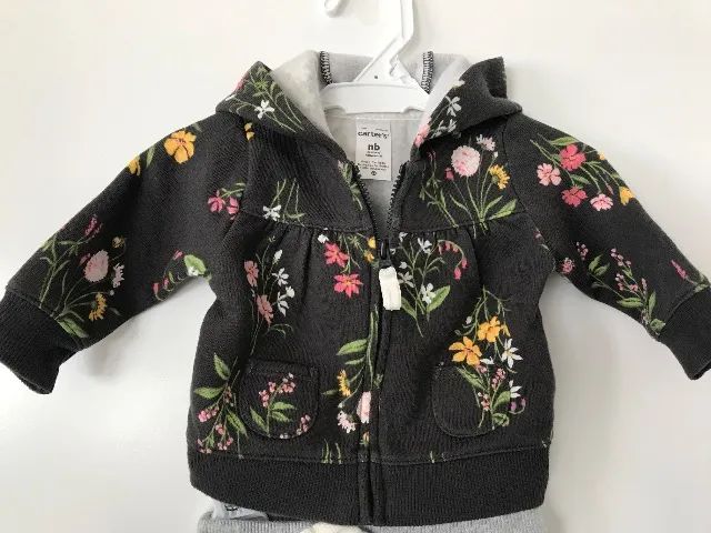 Moleton Cardigan de zíper e capuz e calça Carter's - Foto 3