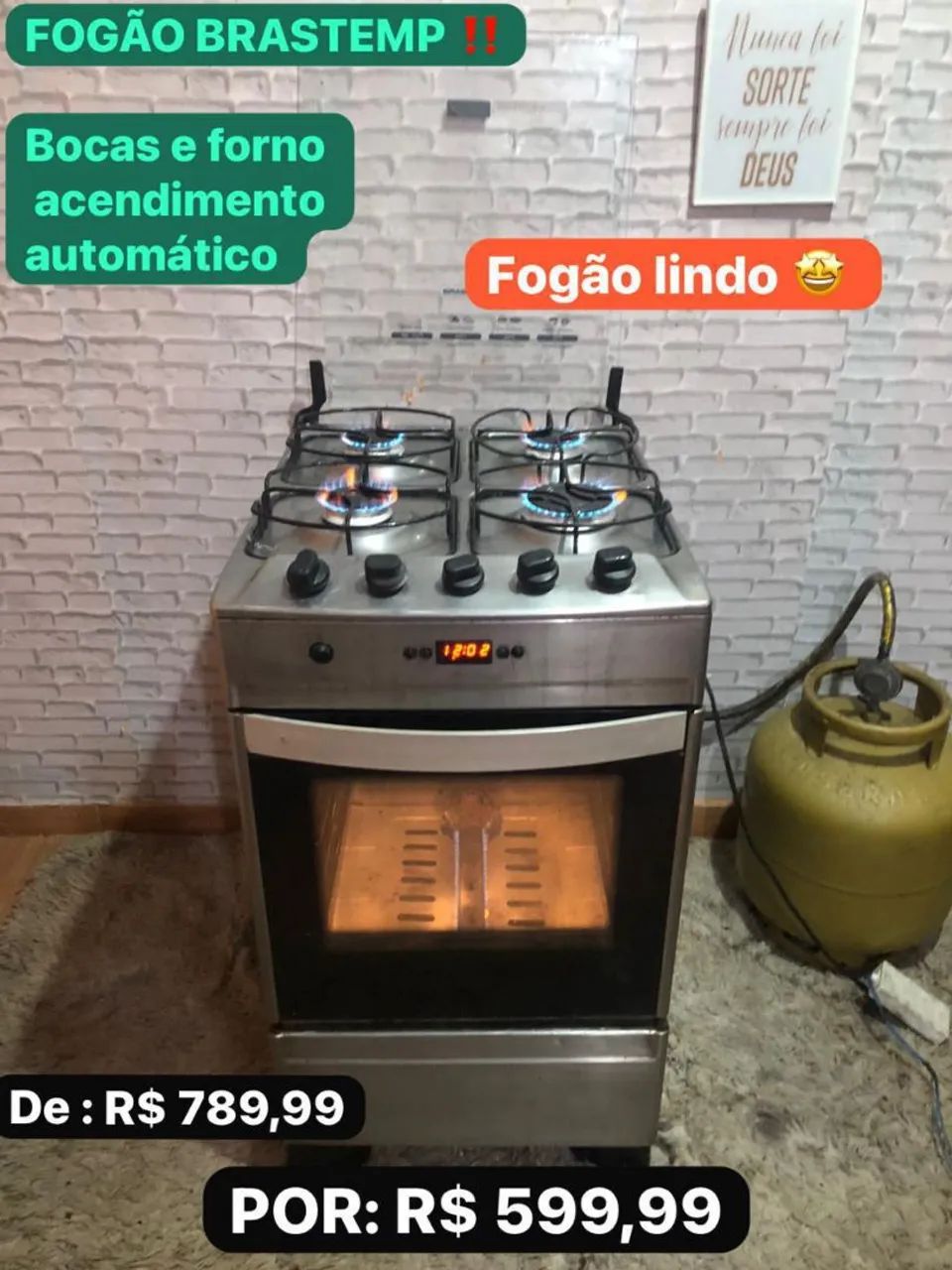 Fogão Brastemp inox com timer