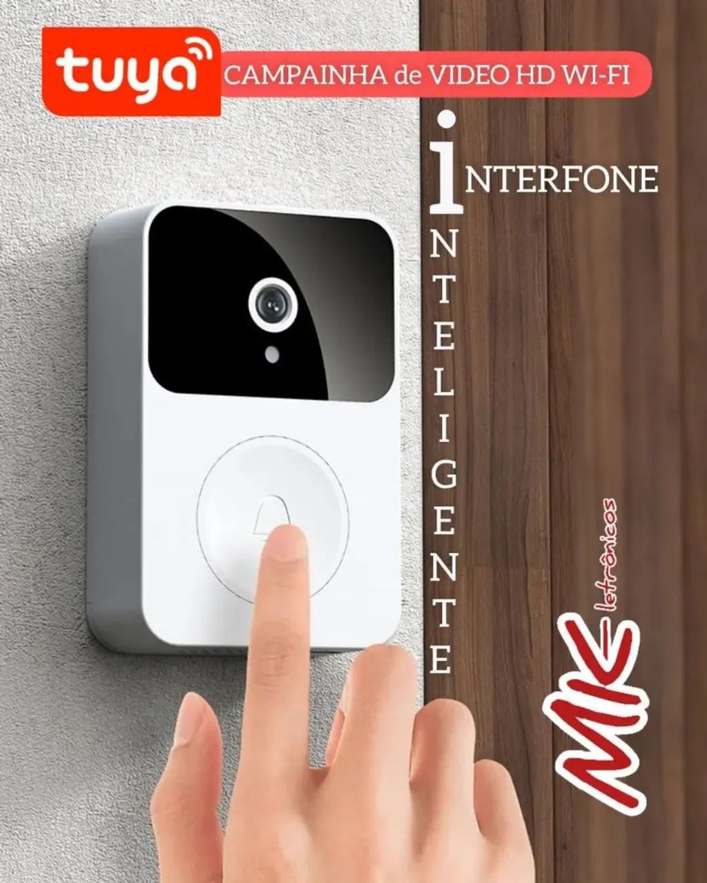 Campainha de Vídeo HD Wi-Fi Tuya Inteligente