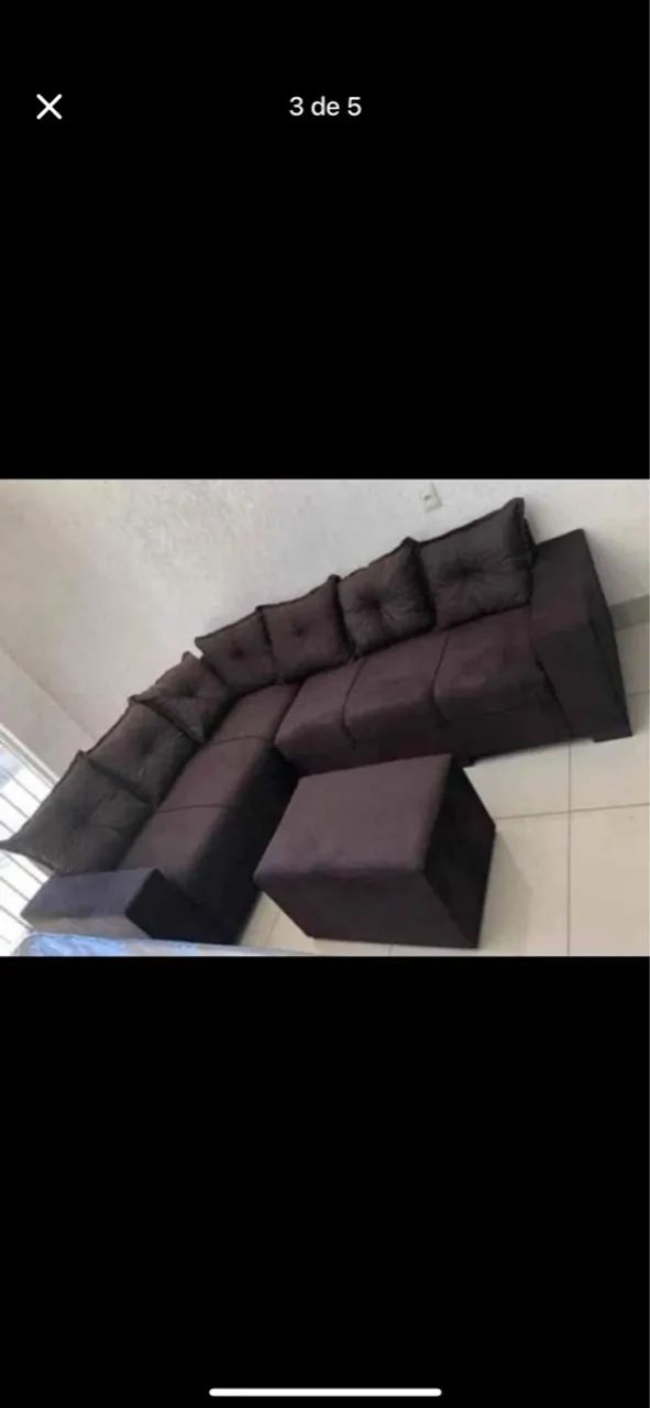 Sofá modular de canto com puff