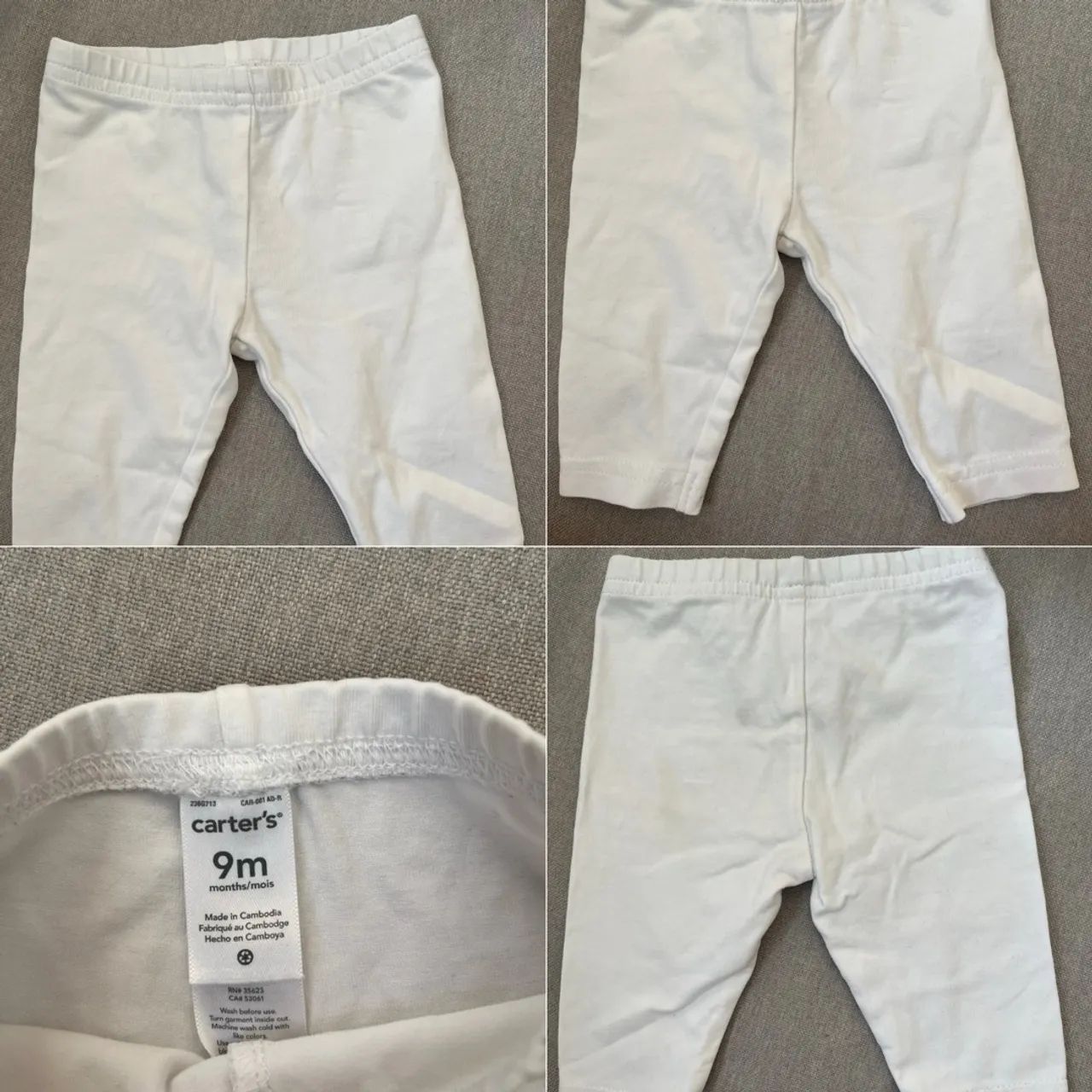 Calça Legging Branca Carter?s - Tamanho 9M