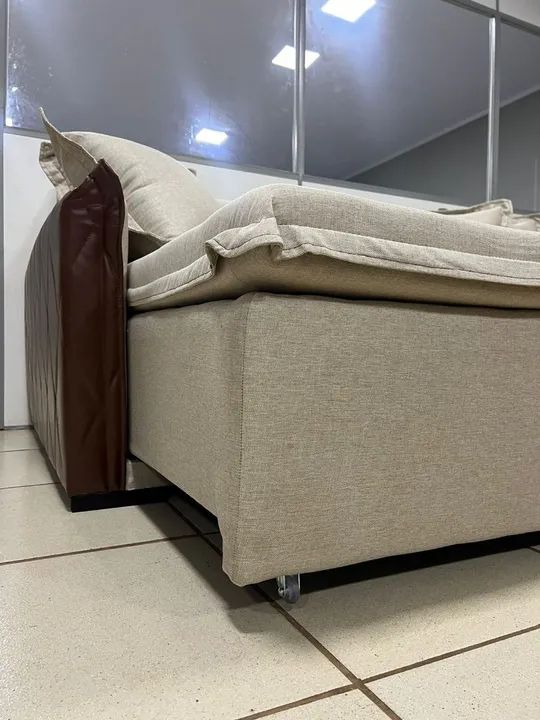 Sofá Cama Lançamento 2,00m Linho - Temos Crediário  - Foto 2