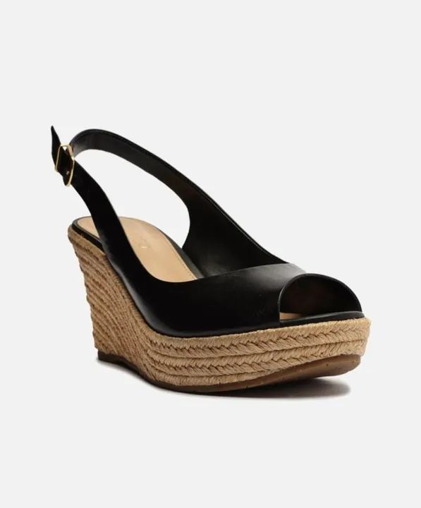 Sandália Espadrilhe Preta Couro Plataforma Fivela AREZZO - Nova !!! - Foto 2