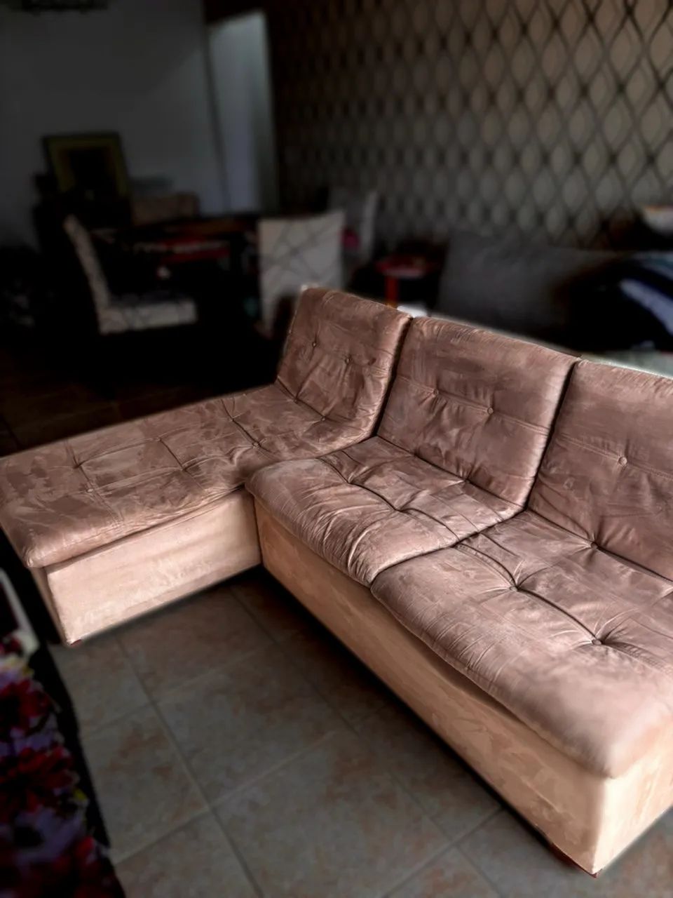 DOAÇÃO: Sofá de Canto Chaise Marrom - Centro Floripa - Foto 3