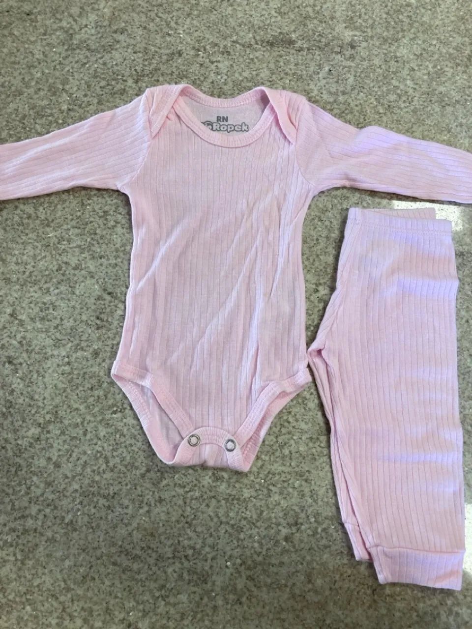 Conjunto Body e Calça Rosa Bebê RN Ropek
