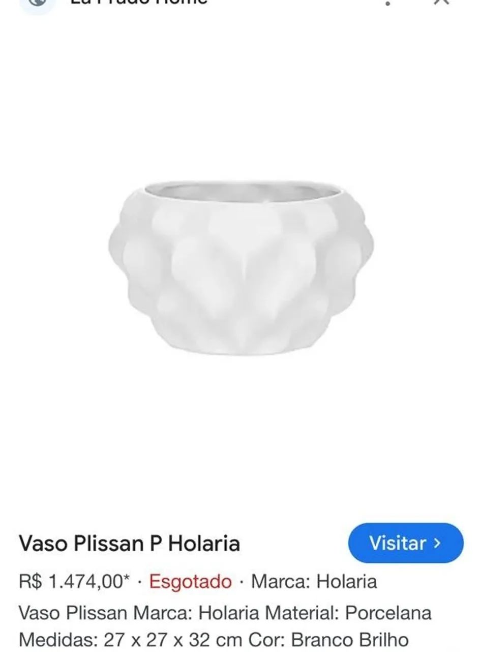 Vaso Plissan P - Holaria (Porcelana Branca Brilho) - Foto 2