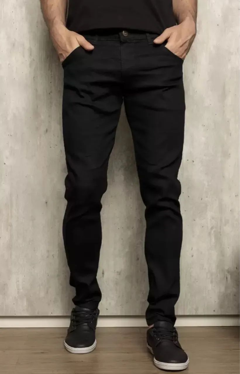 Calça Jeans 36 ao 46 Preta Masculina 