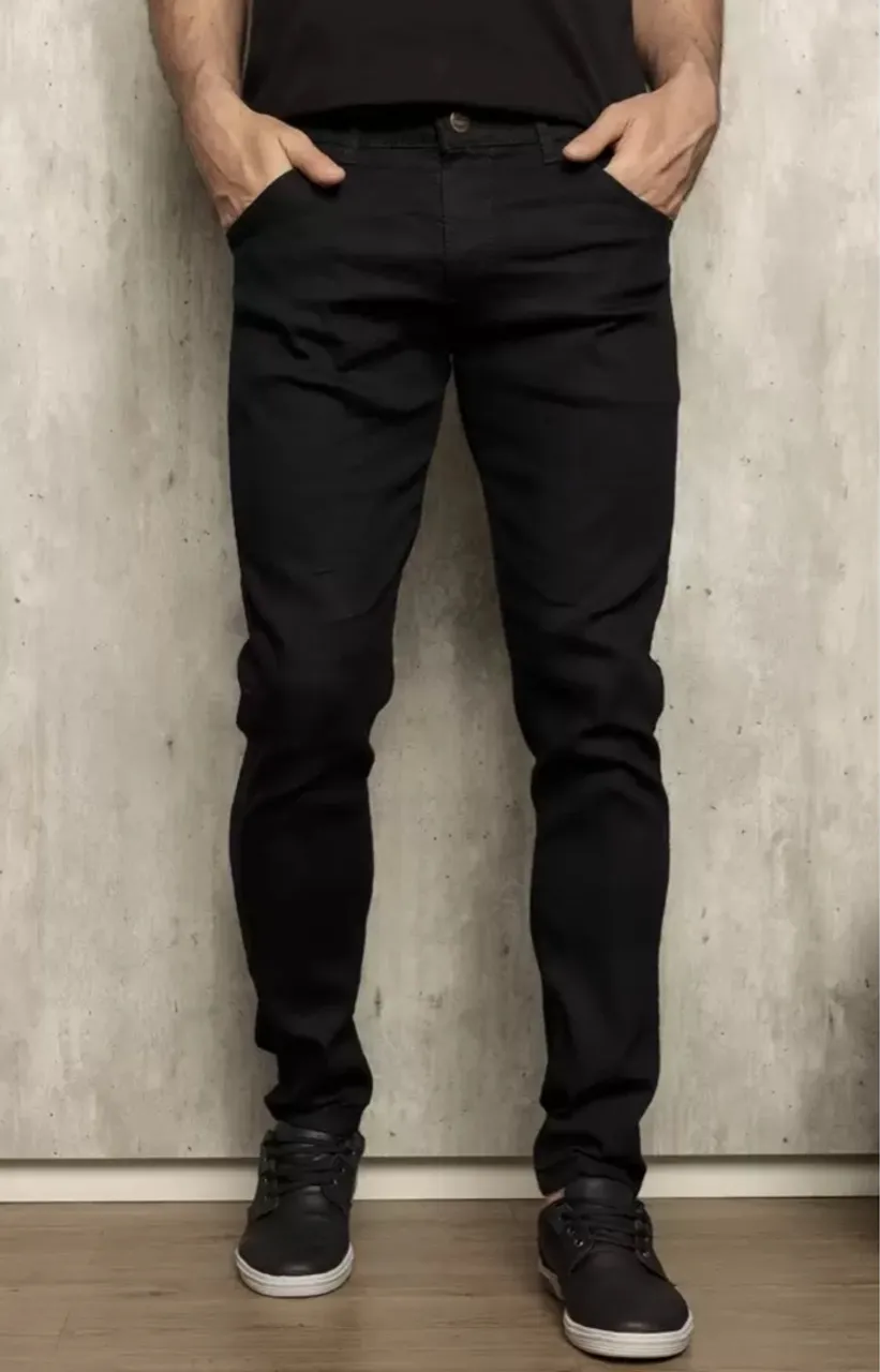 Calça Jeans Slim Preta 38 ao 46