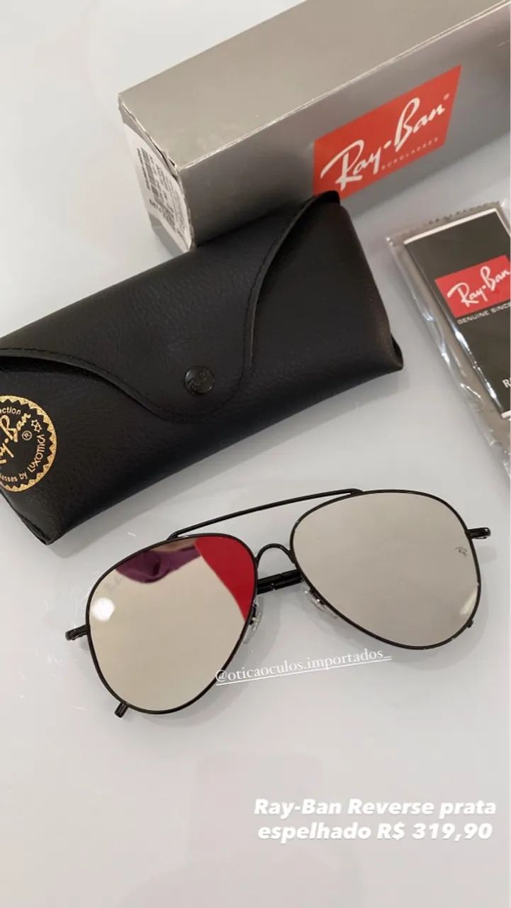 Lançamento RayBan Reverse prata espelhado original 