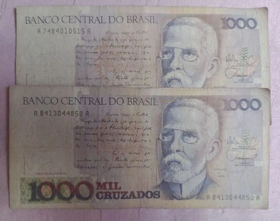 2 notas de mil cruzados