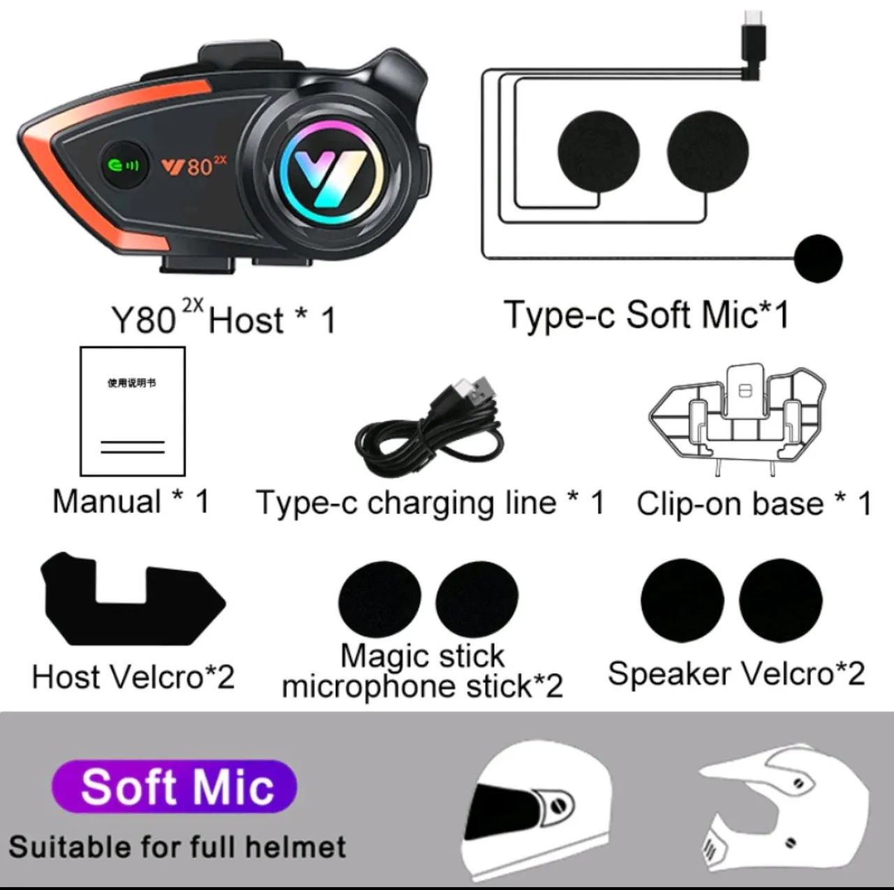Headset Bluetooth Para Motocicleta Intercomunicador Capacete Y80