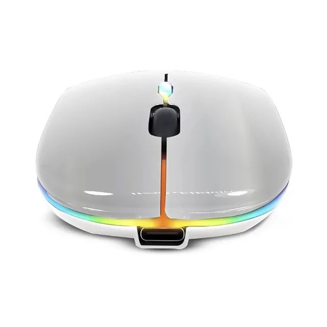 Mouse Sem Fio Bateria Recarregável Wireless 2.4ghz e Bluetooth Led Rgb - Foto 5