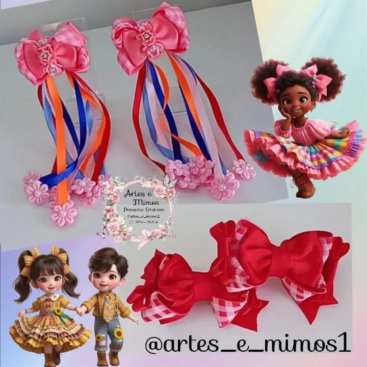 Laços para cabelo infantil - Festa Junina