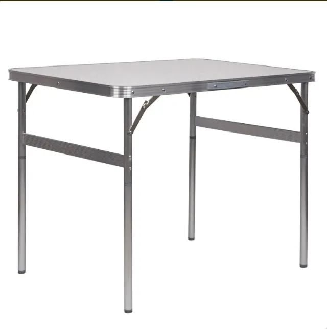  Mesa Alumínio Para Pescaria Acampamento Camping 90x60 cm vira maleta  - Foto 4