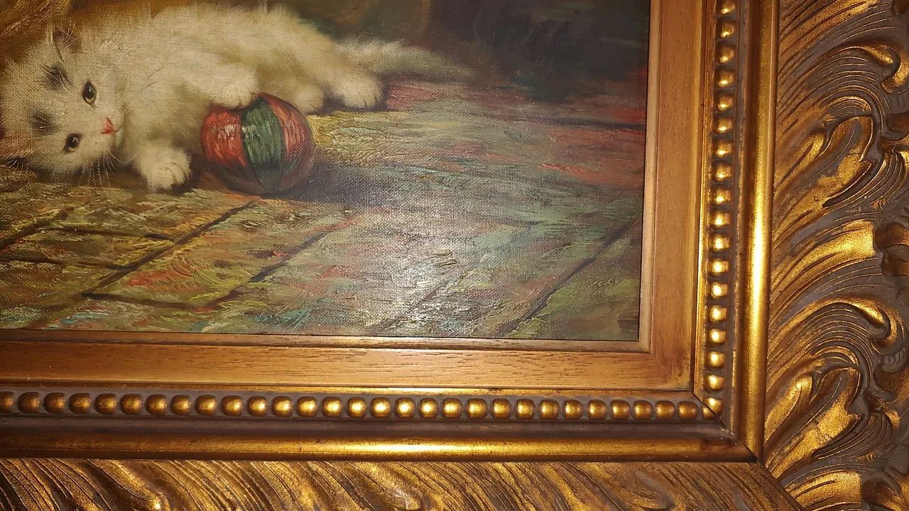 Quadro com pintura antiga de gatinhos - Foto 3