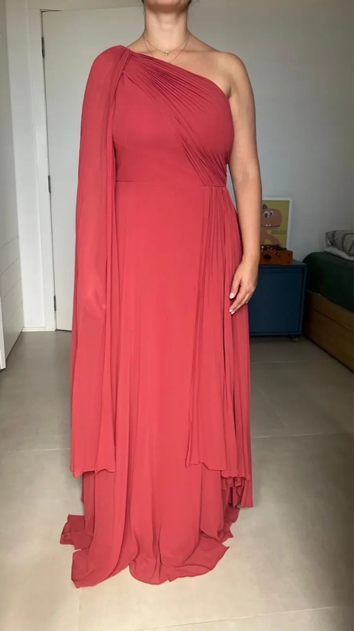 Vestido Longo de Festa - cor terracota