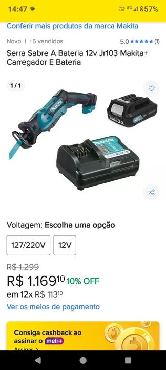 Vendo esta serra sabre Makita sem o carregador da bateria  - Foto 3