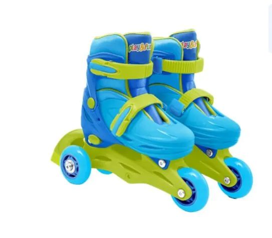 Patins Inline Infantil Play & Fun - Azul e Verde