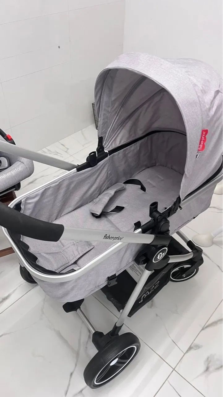 Carrinho De Bebê 2 em 1 Jazz Cinza Moisés e Bebê Conforto  Fisher Price - Foto 2