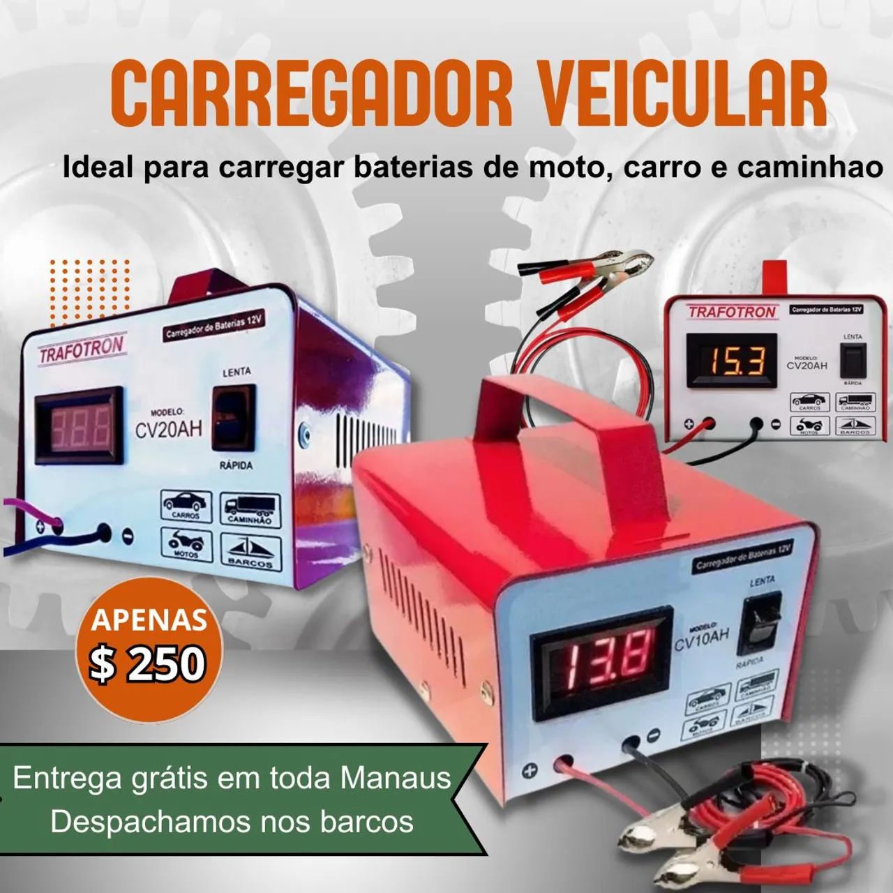 Carregador para baterias de carro e moto - Foto 3