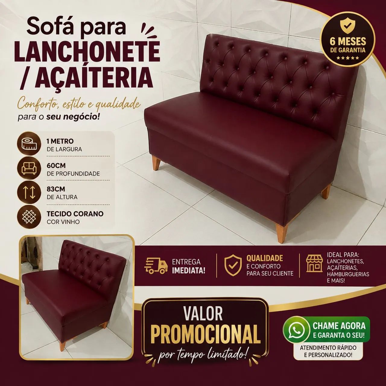SOFÁ PARA LANCHONETE/HAMBÚRGUERIA, AÇAITERIA  - Foto 2
