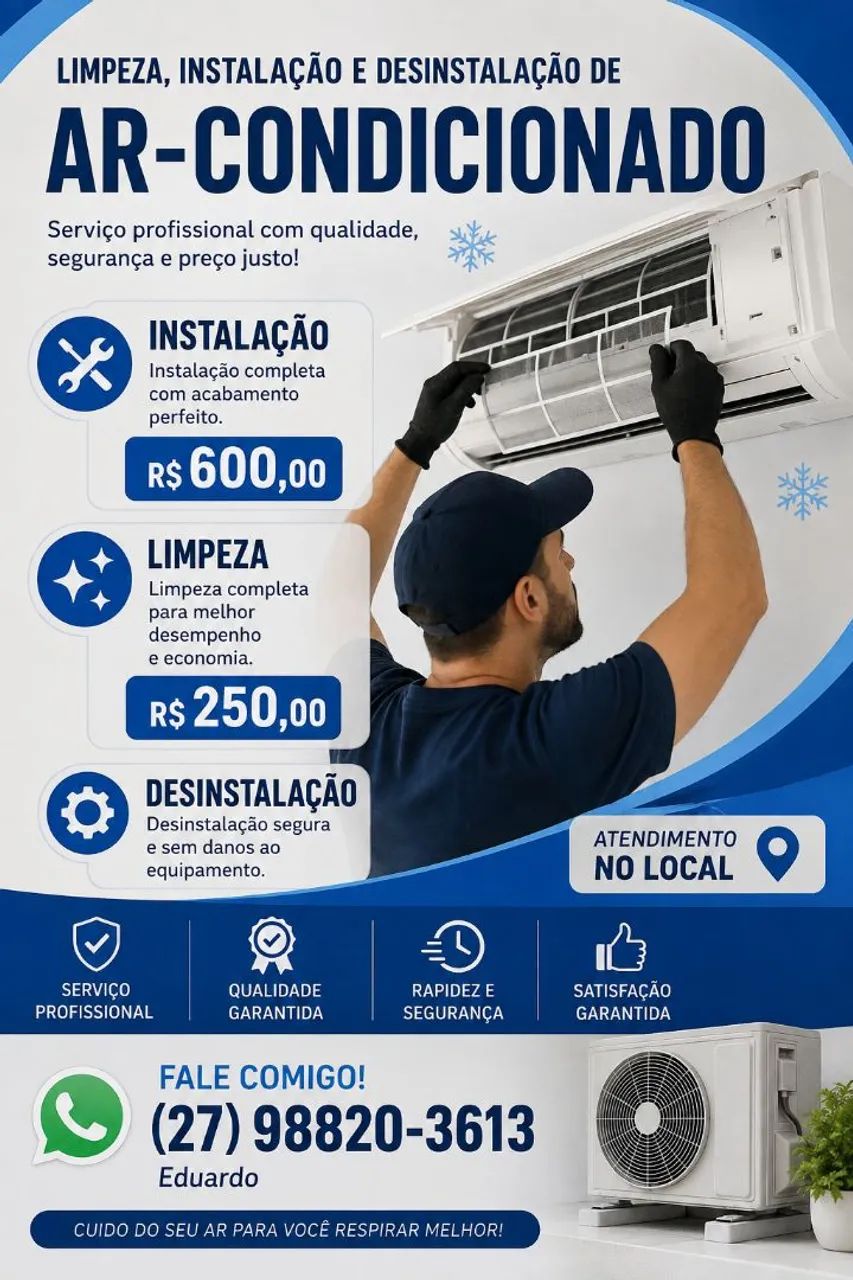 Instalação e Limpeza de Ar-Condicionado 600