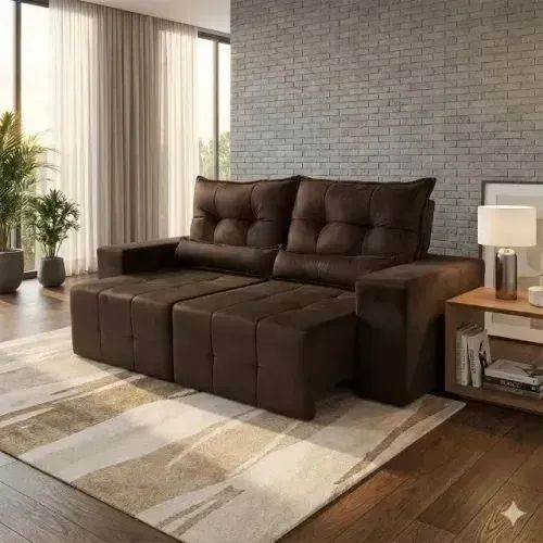 Sofá Retrátil e Reclinável Lisboa Marrom ( Entrega Grátis)