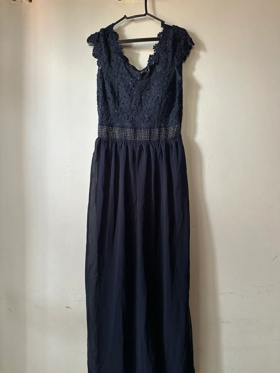 Vestido Longo Azul de Renda com Detalhes em Strass ? Elegante e Sofisticado - Foto 3