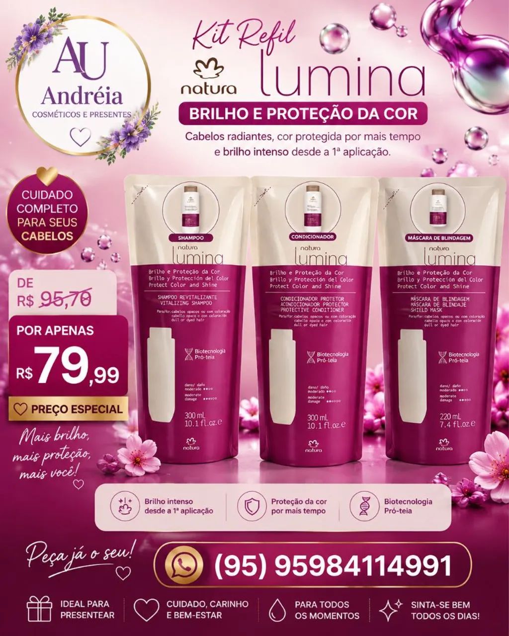 Natura lumina refil Brilho e proteção de cor 