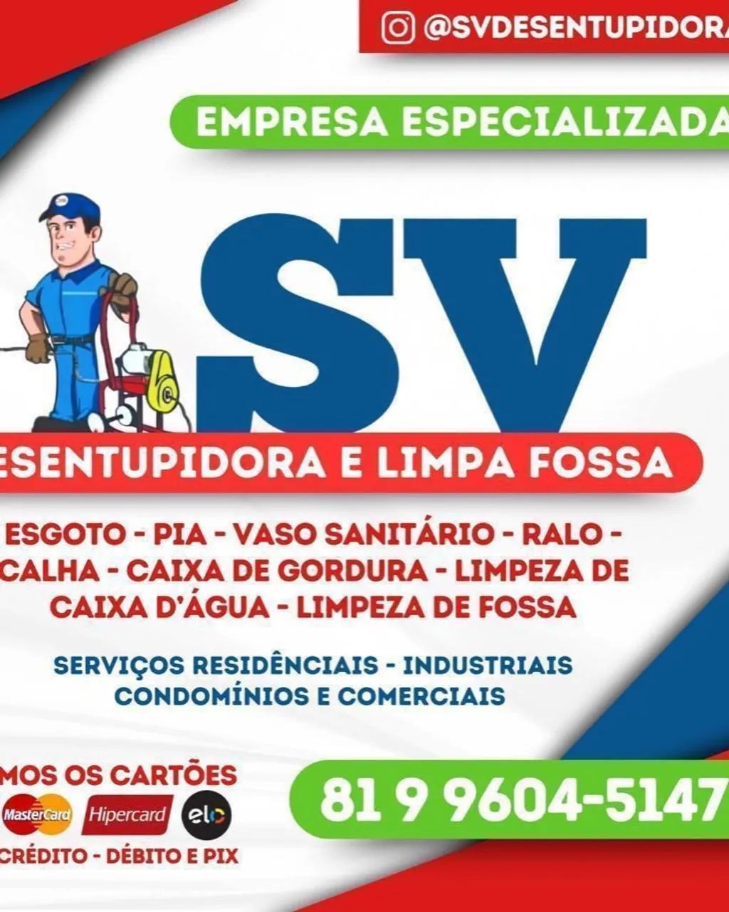 Desentupidora e limpar fossa