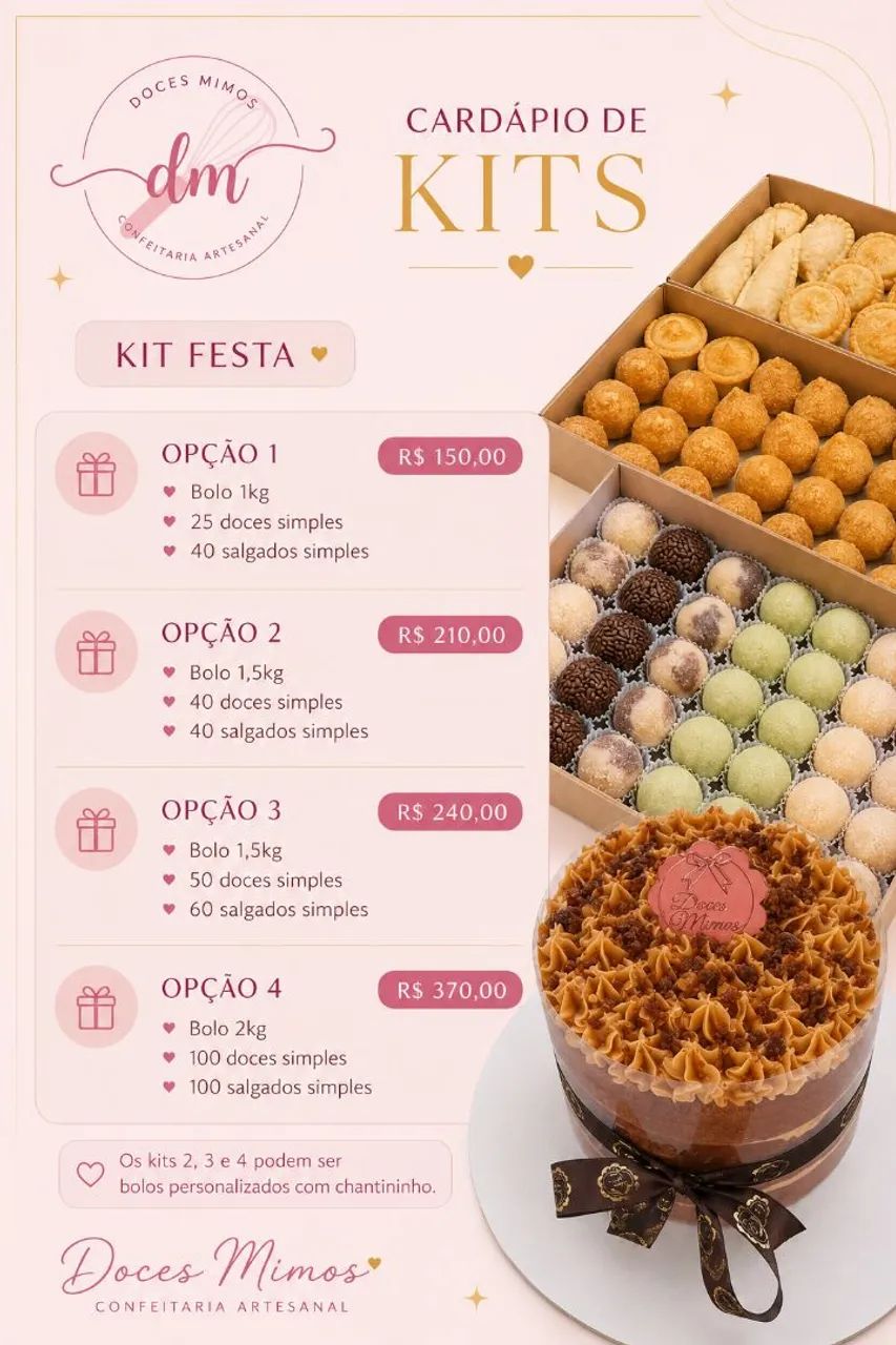 Kit festa personalizado, doces e salgados, cesta de café da manhã e muito mais. - Foto 5