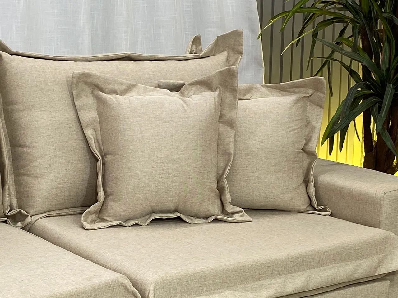 Sofá Cama Retrátil 2,00m Linho Bege Molas Ensacadas Pillow Top a87 - Foto 3