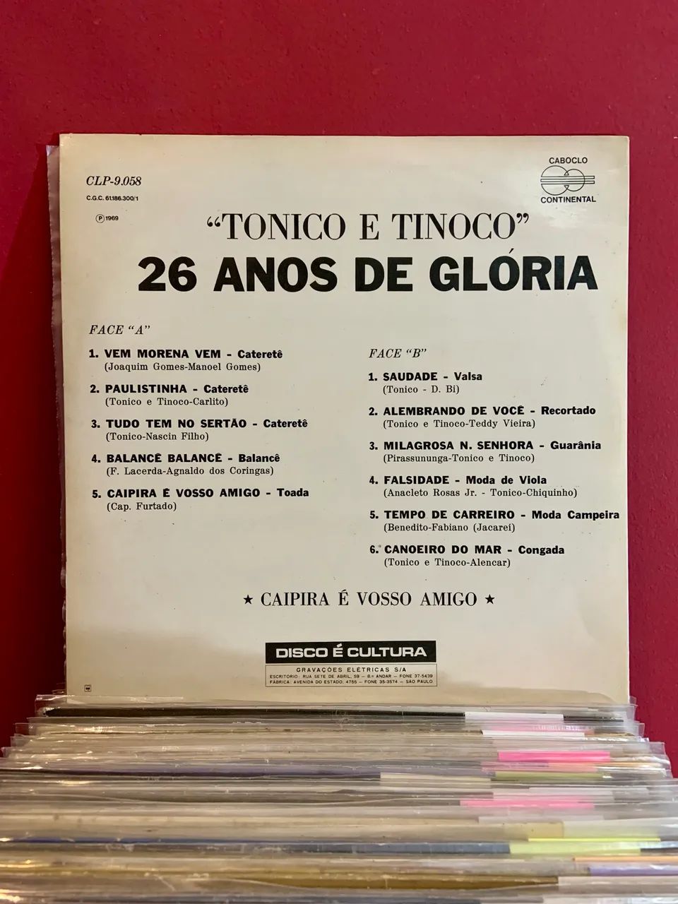 LP Tonico e Tinoco - 26 anos de glória (1969) - Foto 3