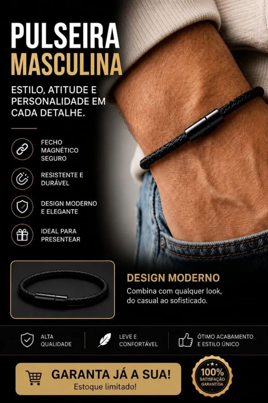 Pulseira masculina magnético em nylon