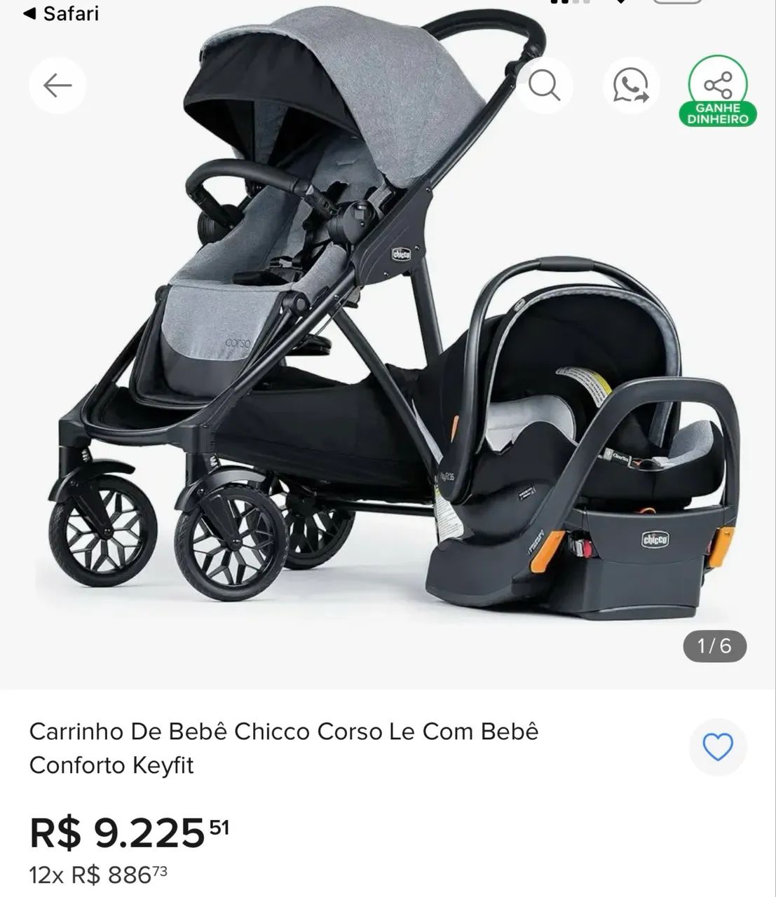 Carrinho de Bebe com Moisés - Chicco Corso LE