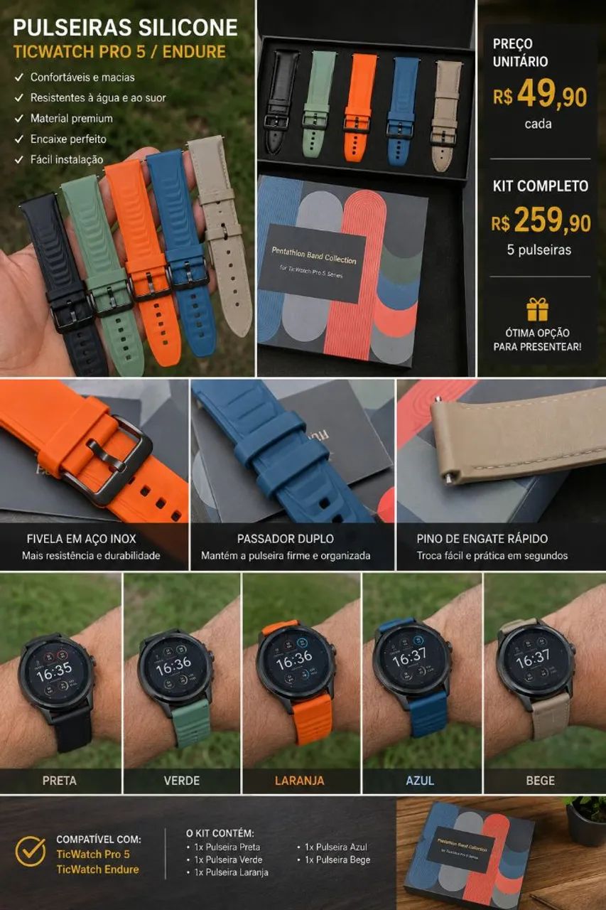 TICWATCH! Pulseiras Premium para Pro 5 / Enduro