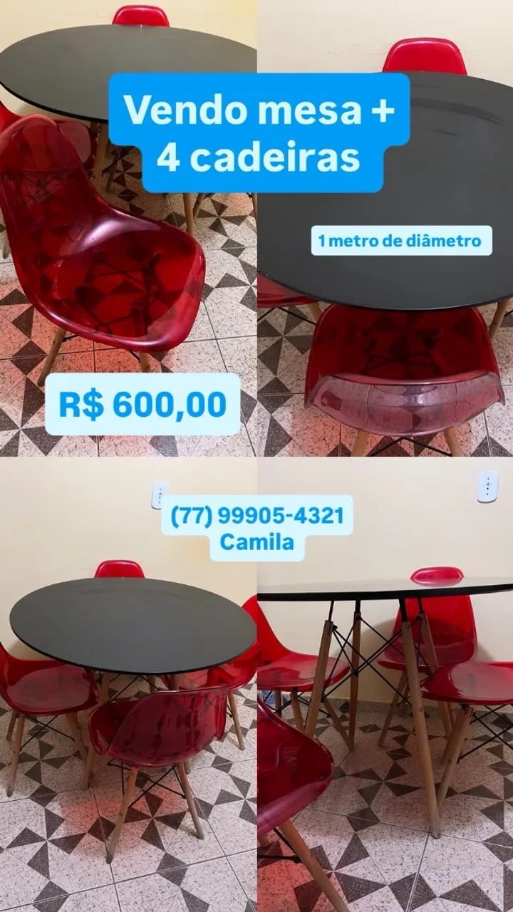 Mesa de jantar redonda + 4 cadeiras  - Foto 4