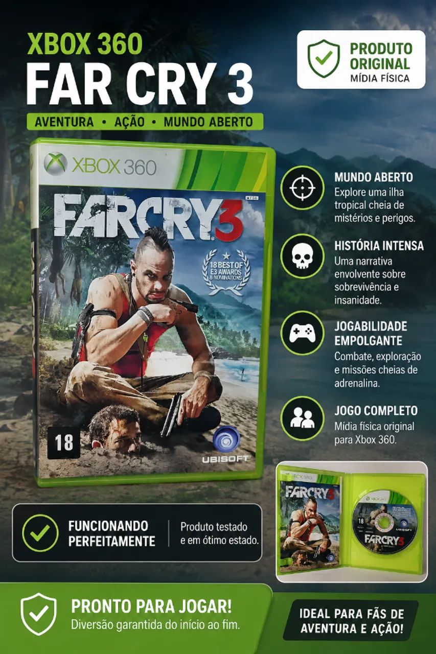 Far Cry 3 Original Xbox 360 | Mídia Física