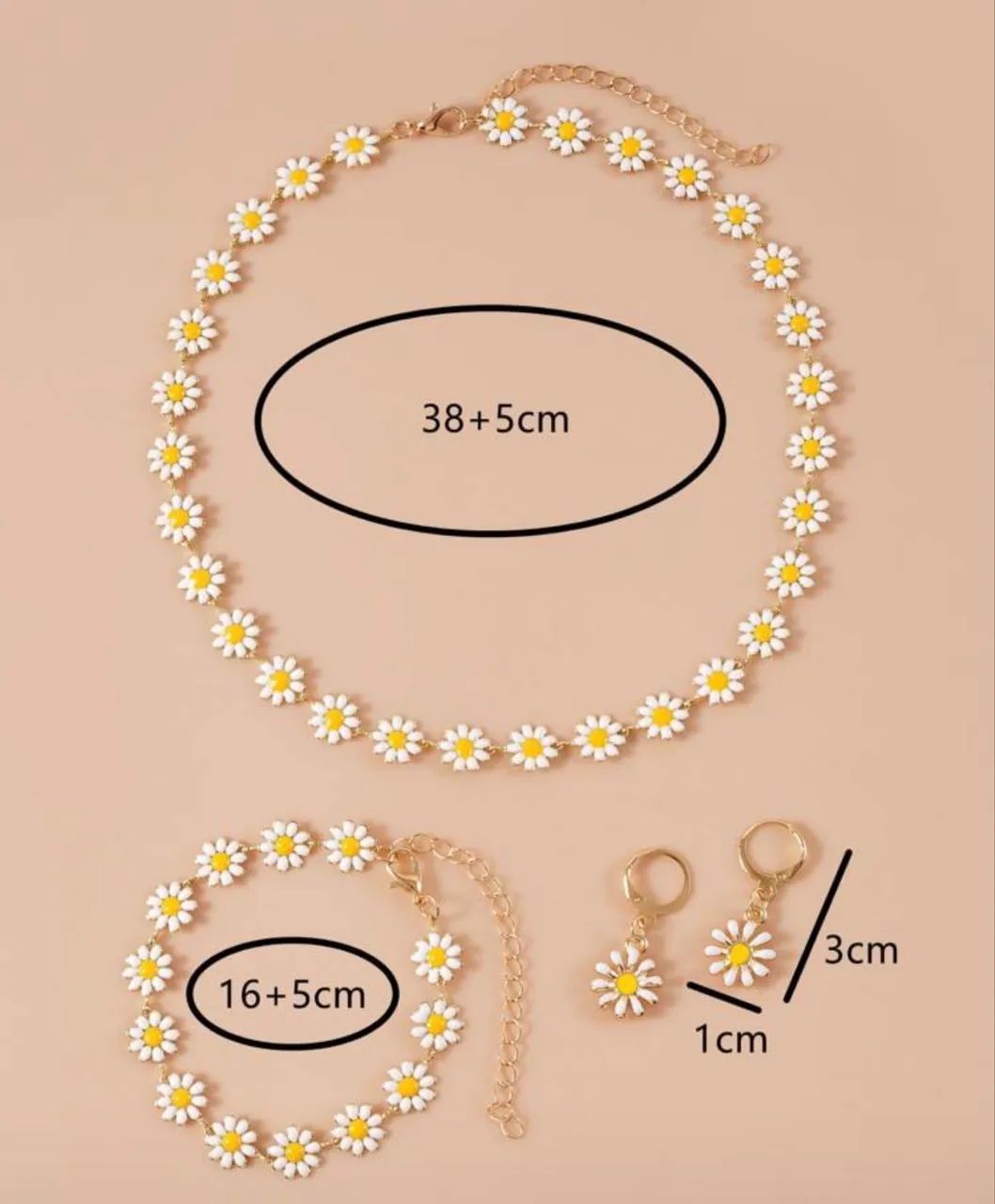 Conjunto colar pulseira e brinco Margarida  - Foto 2