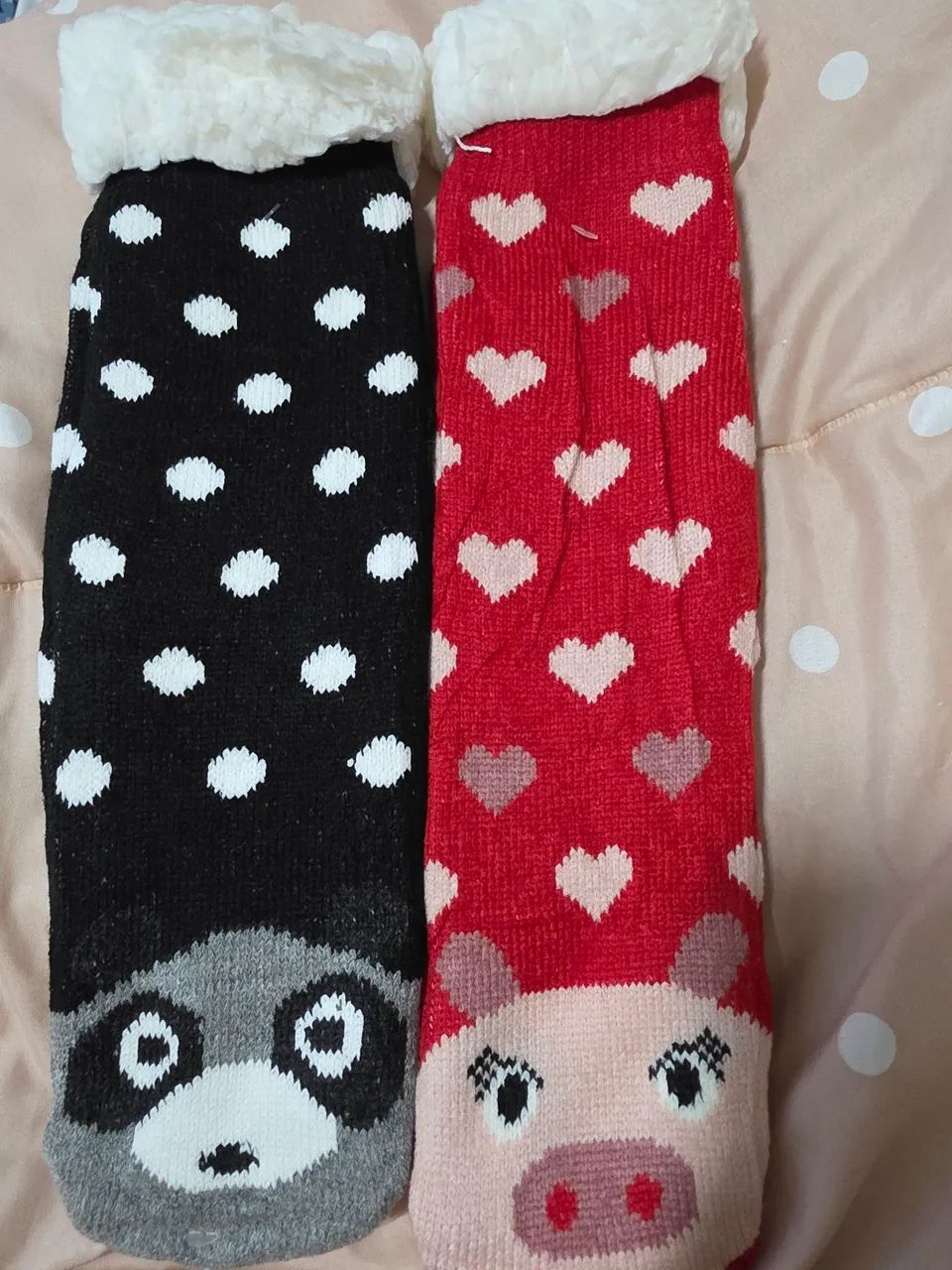 2 pares de meias cordeiro pelúcia