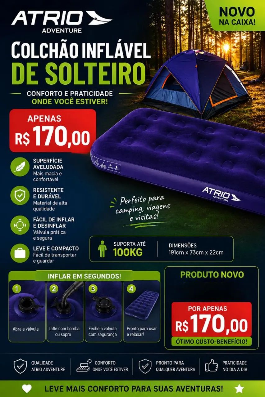 Colchão Inflável para Viagem e Visitas