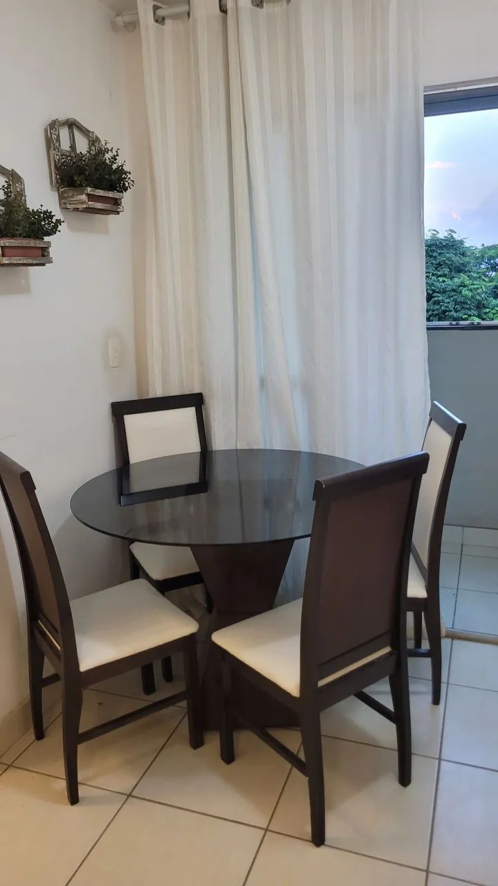 Mesa de Jantar 110cm Vidro temperado + 4 Cadeiras acolchoadas - Foto 4