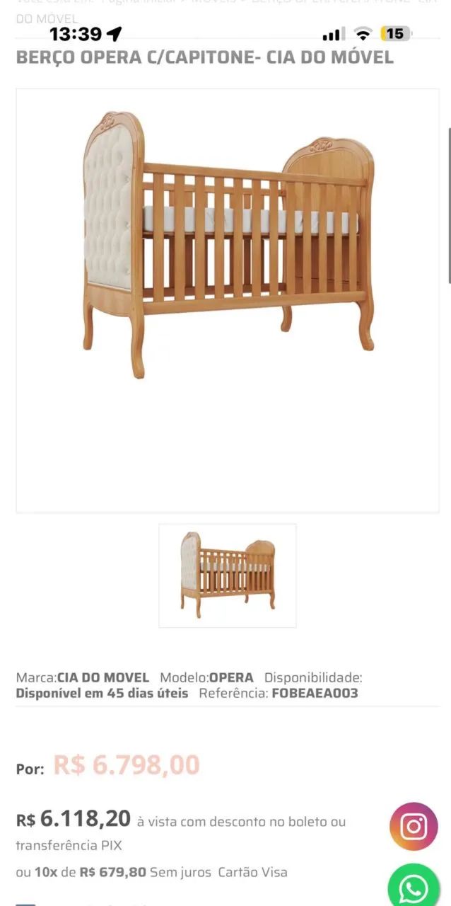 Vendo Berço marca: Cia do Móvel, Modelo: Opera - Foto 5
