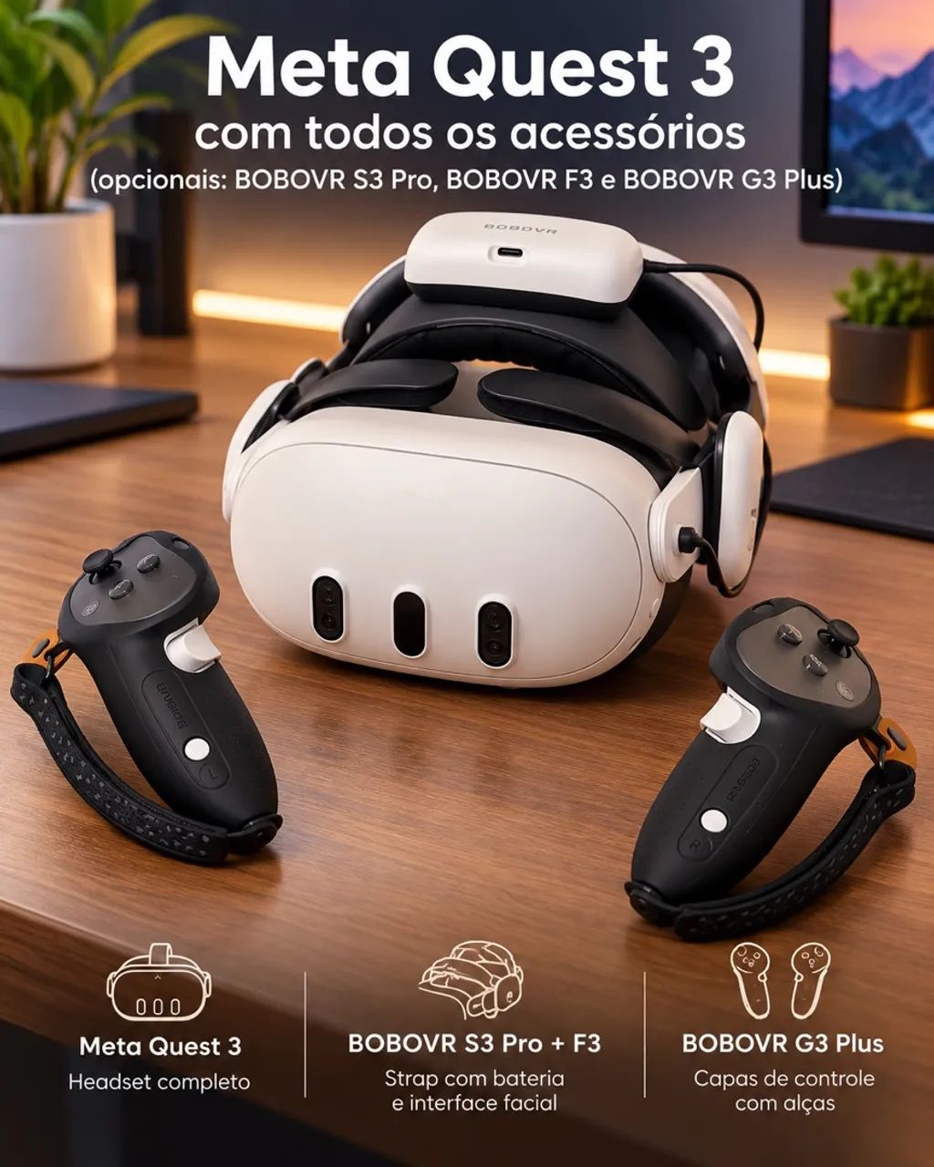 Meta Quest 3 Completo + Kit Premium BOBOVR | Garantia - Consoles