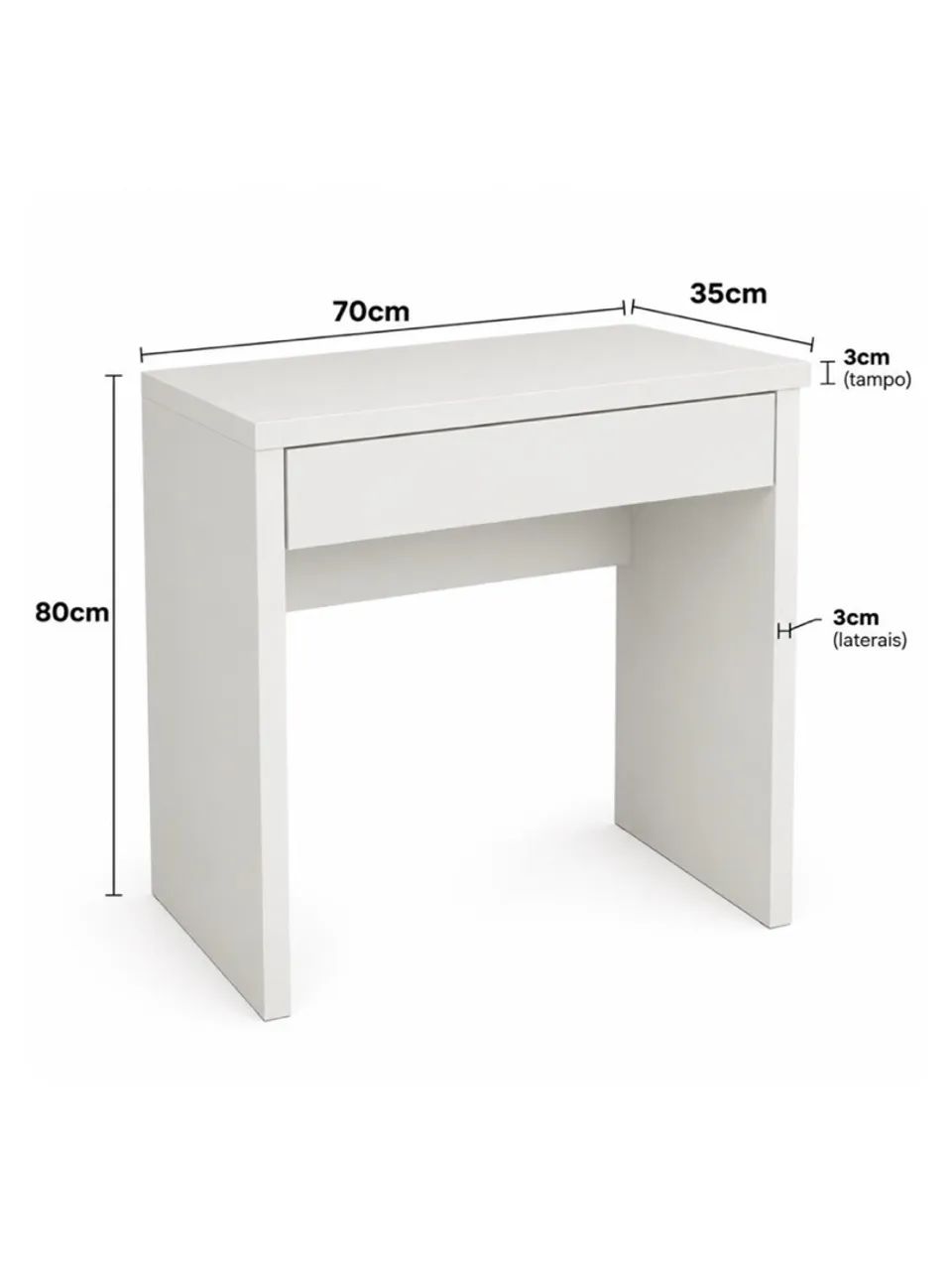Móvel de bancada com gaveta em MDF Branco | 70cm X 35cm X 80cm - Foto 5