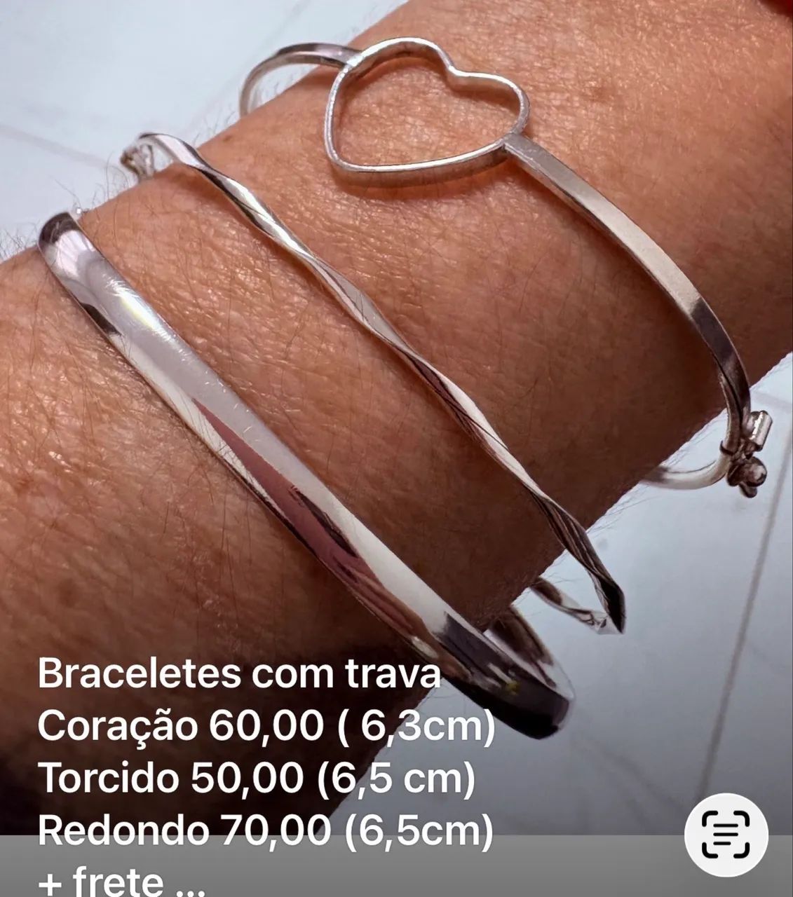 Braceletes com fecho trava prata 925