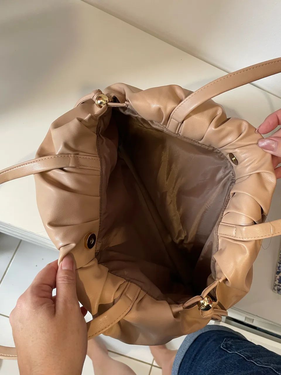 Bolsa Original Victoria?s Secret Tote Bege - Nova com Etiqueta - Foto 4