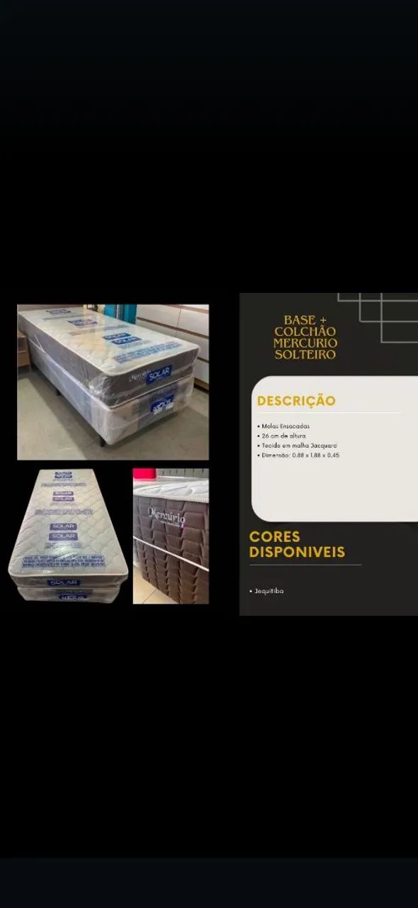 Cama solteiro box e colchão molas ensacadas 