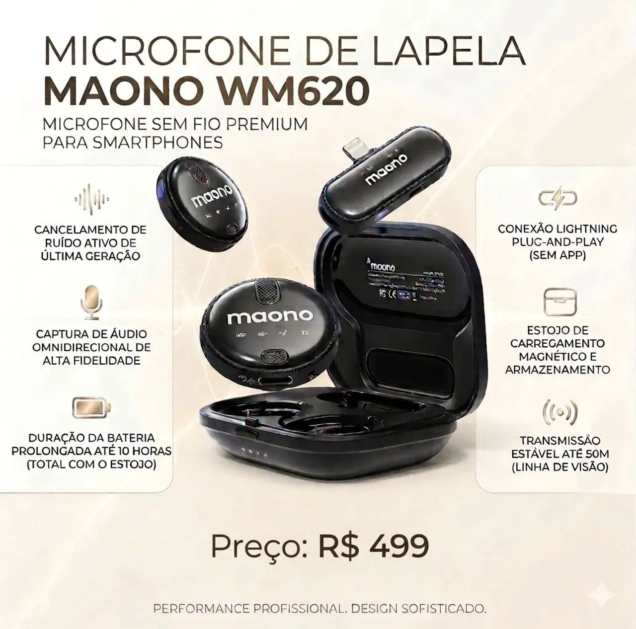 Microfone de Lapela Maono Wm620 Premium (Original e Lacrado)