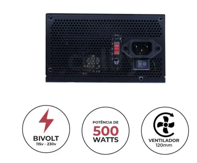 Fonte Gamer 500w Bivolt 